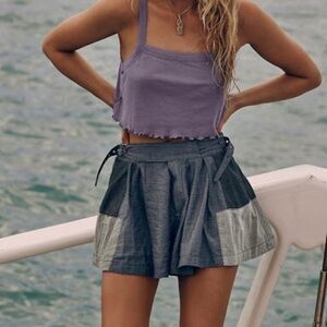 {FP} Free People | Crash Into Me Skort Patchwork Indigo Buckle Cotton Shorts (4)